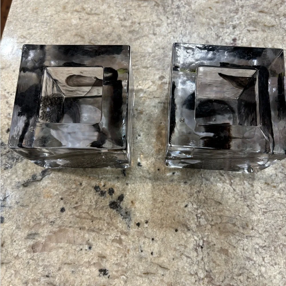 Kosta Boda Heavy Black Glass Votives Set